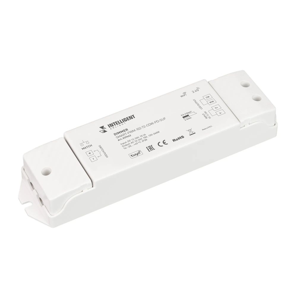 INTELLIGENT ARLIGHT Диммер SMART-PWM-102-72-CDW-PD-SUF (12-36V, 2x5A, TUYA Wi-Fi, 2.4G) (IARL, Контроллер) 037422