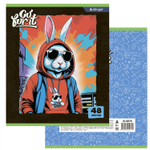 Тетрадь 48л., А5, клетка, Alingar "Go for it", скрепка, мелованный картон (стандарт), блок офсет, 4 дизайна в пленке т/у