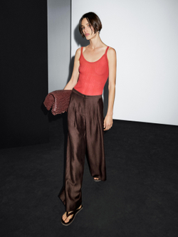 Massimo Dutti Широкие брюки, коричневый