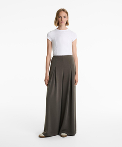 OYSHO Широкие брюки со складками из мягкого на ощупь модала, серо-коричневый