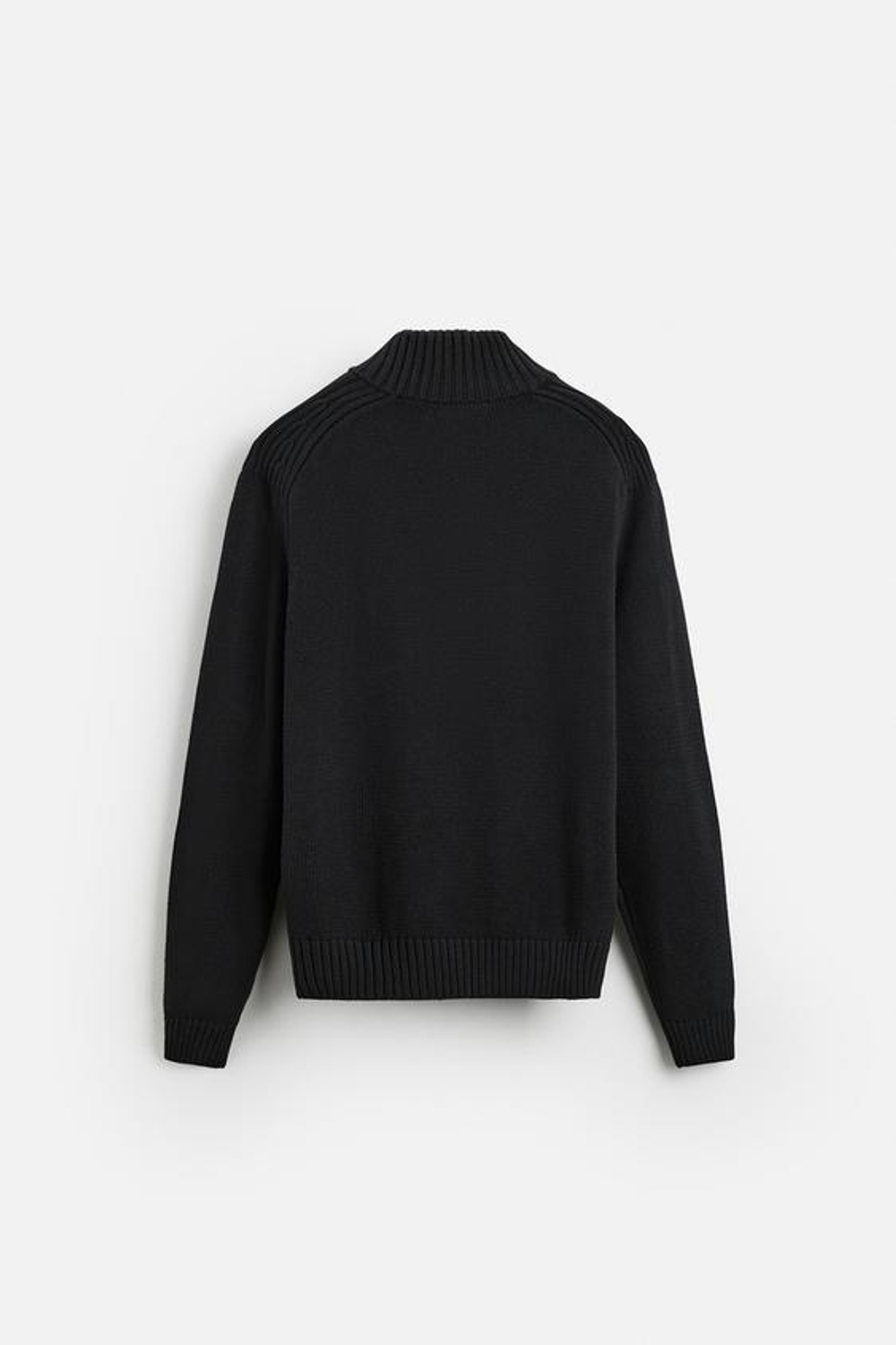 ZARA СВИТЕР С ВОРОТНИКОМ-СТОЙКОЙ И МОЛНИЕЙ, ЧЕРНЫЙ