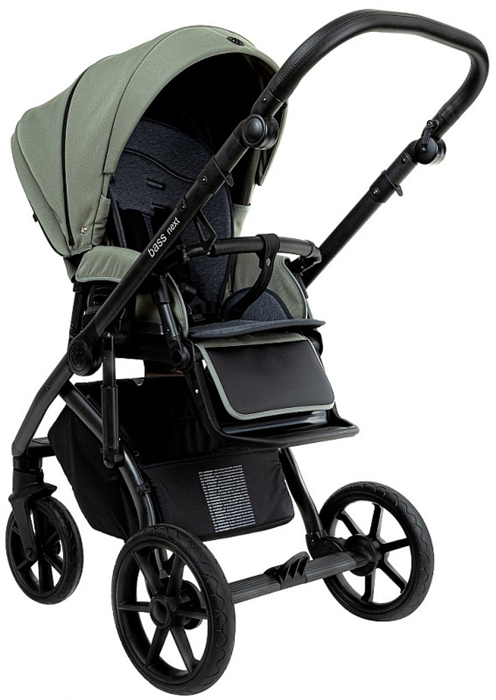 Детская коляска Roan Bass Next 2.0 3 в 1 с автокреслом Tutis Elo Lux EduSky Black BSN/43/2 Sage Green/Black/руч.Black