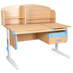 Растущая парта Дэми СУТ 25 с задней полкой СУТ.34.390 и навесной тумбой (1200×880 мм)