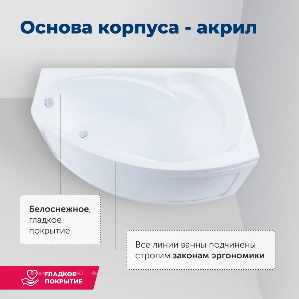 Акриловая ванна Aquanet (Акванет) Jersey 170x90 R с каркасом