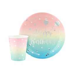 Тарелки (9''/23 см) Невесомый ДР, Радужный/Серебро, Металлик, 6 шт., 6231420