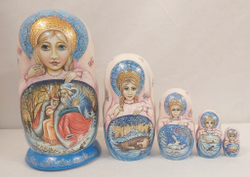 Матрешка  5-местная ( ручная роспись Палех)
