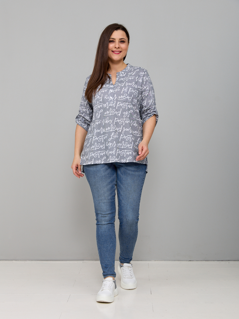 Блузка БЛ-131/сераярогожка-надписи