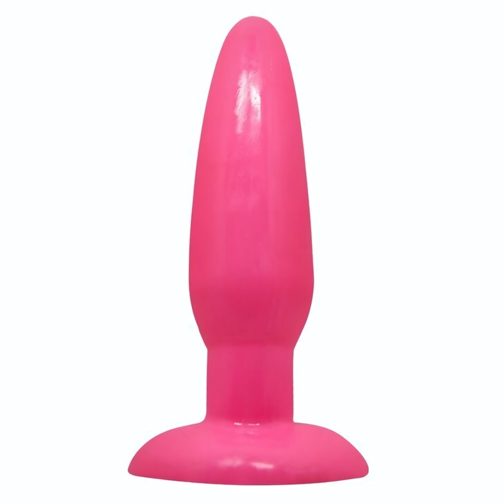 Розовая анальная пробка с подошвой-присоской - 13,5 см. (Цвет: розовый)