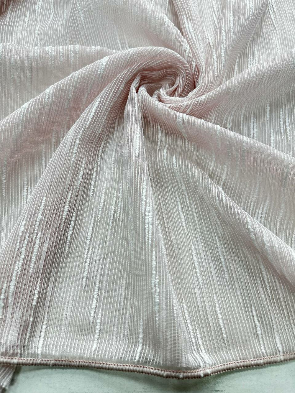 Тюль в гостиную INVA ткань лён "Дождик" 240х200/цвет розовый