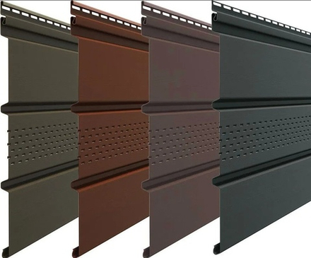 Виниловый софит Döcke Premium Шоколад/каштан/графит/перфорированный/с центральной  перфорацией/сплошной