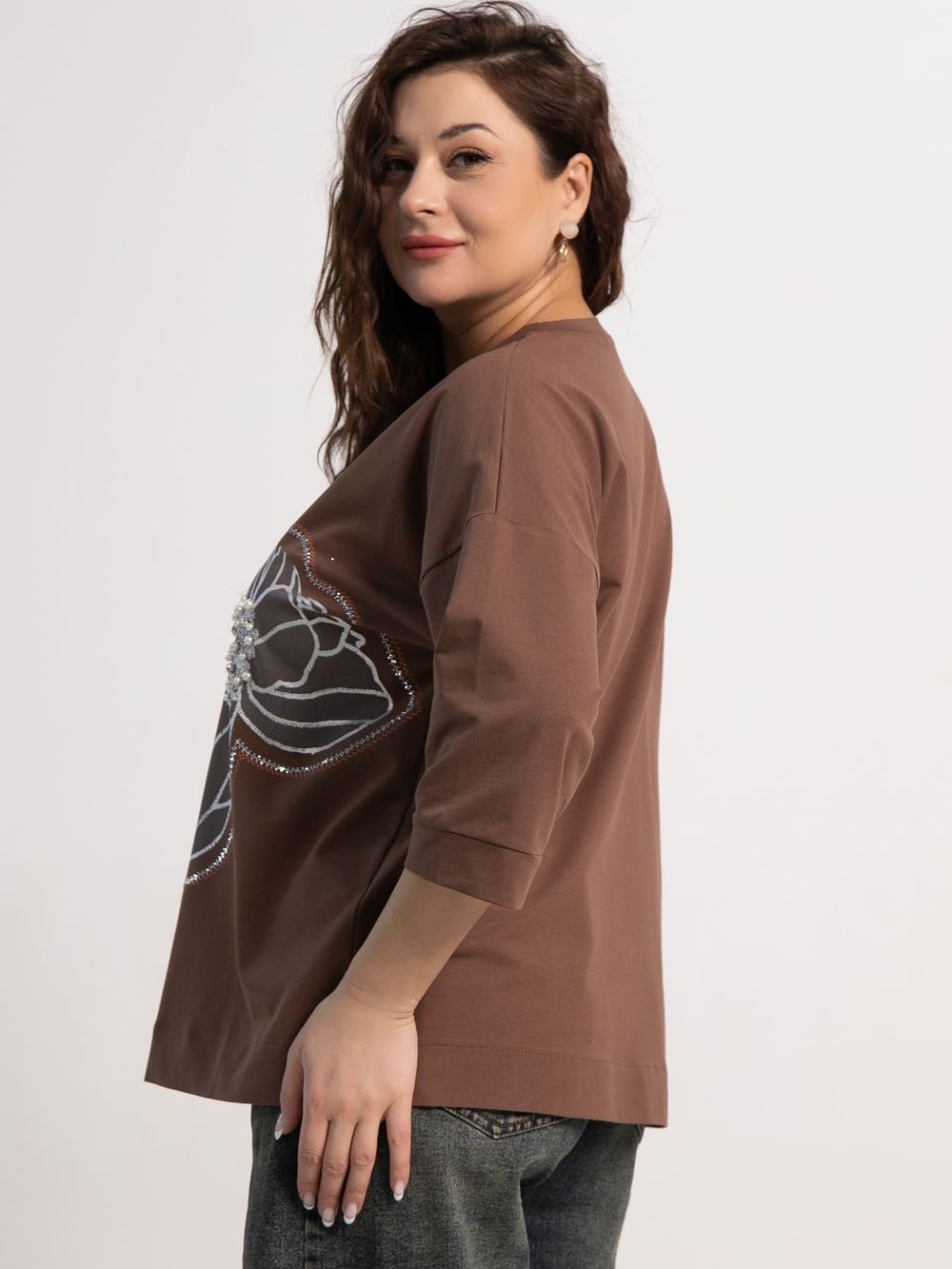 Блуза Цветочная рапсодия (коричневая) Б15310-18М LT Collection