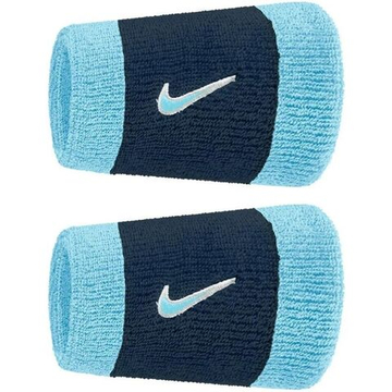 Напульсник теннисный Nike Swoosh Double-Wide 2P - aquarius blue/college navy/pale ivory