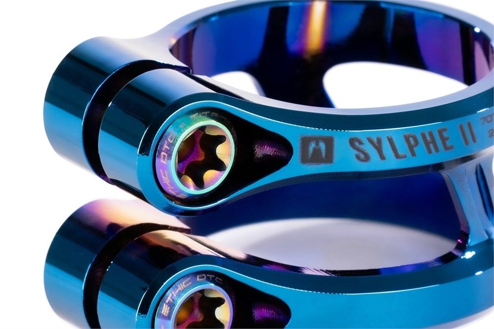 Зажим для трюкового самоката Ethic sylphe double clamp V2 34.9 chrome blue