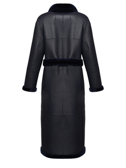 Синяя двусторонняя дубленка из овчины