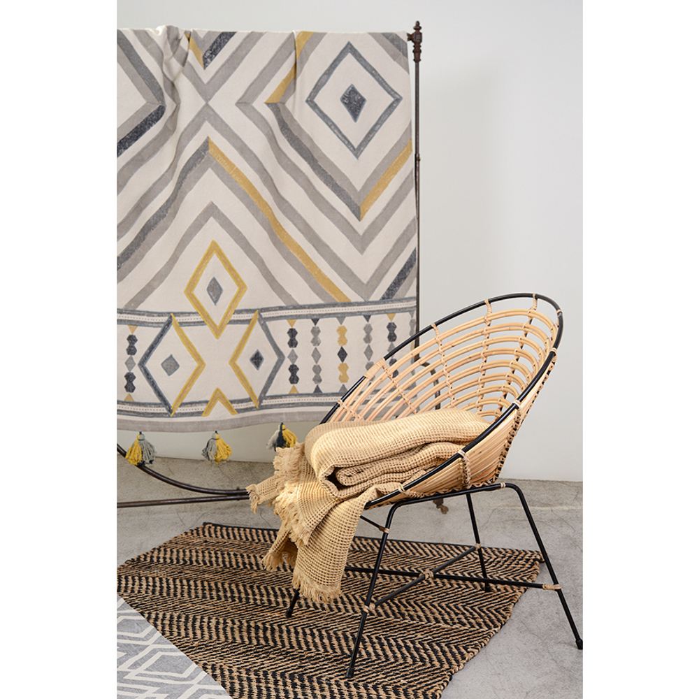 Ковер из хлопка с контрастным узором и кисточками из коллекции ethnic, 160х230 см