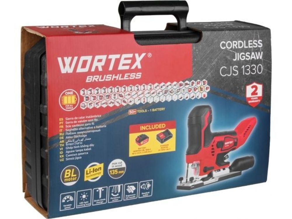Аккуммуляторный лобзик WORTEX CJS 1330 в чемодане
