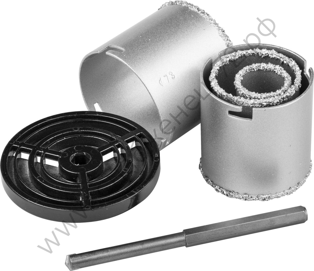 KRAFTOOL 4 шт: d 33, 53, 67, 73 мм, L 55 мм, карбид-вольфрамовая крошка, Набор кольцевых коронок (3340)