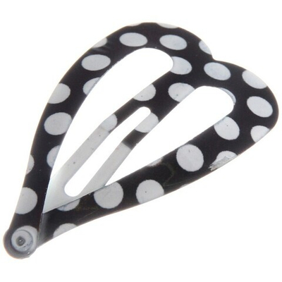 Зажим для волос 10 шт на блистере «Сердце» в горох, цвет черно-белый, 4.5*2,7см
