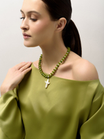 Чокер "Sea pearl cross green" Silver