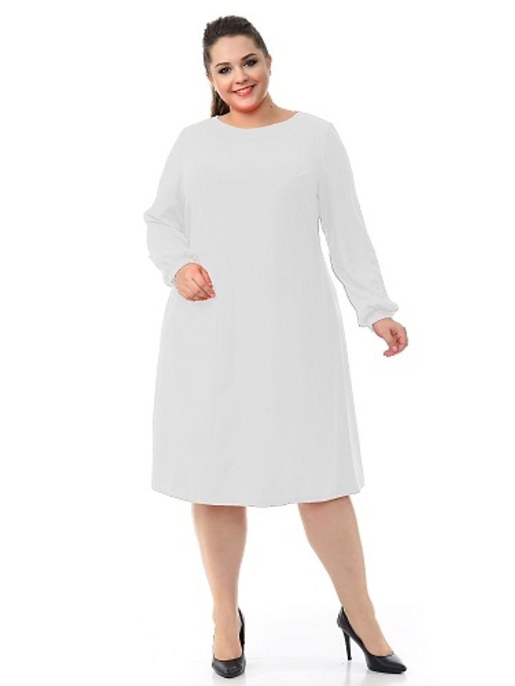 Платье белое длинное с кружевным рукавом