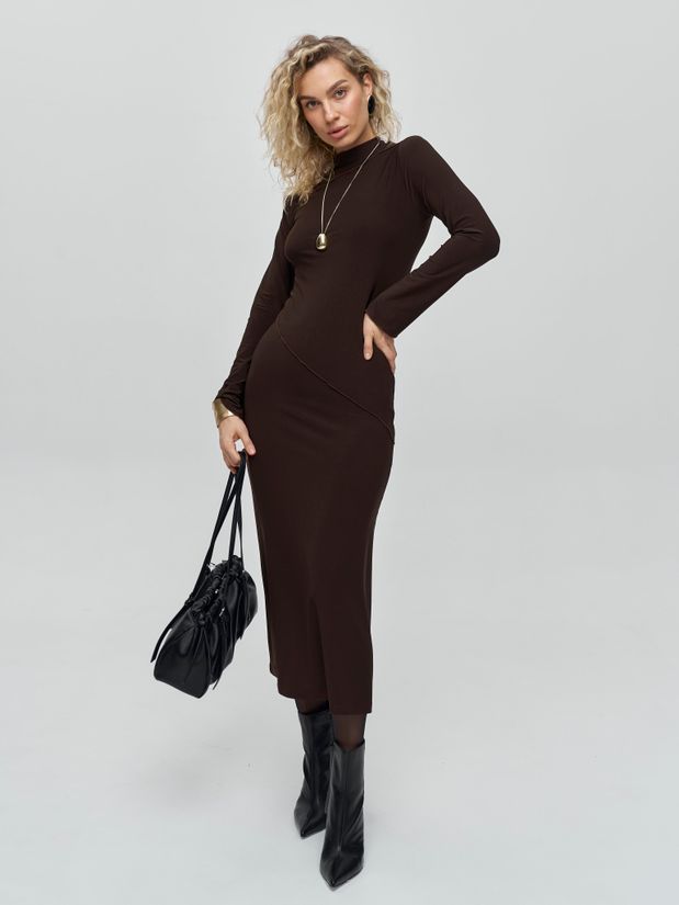 Платье приталенное Венера, коричневое