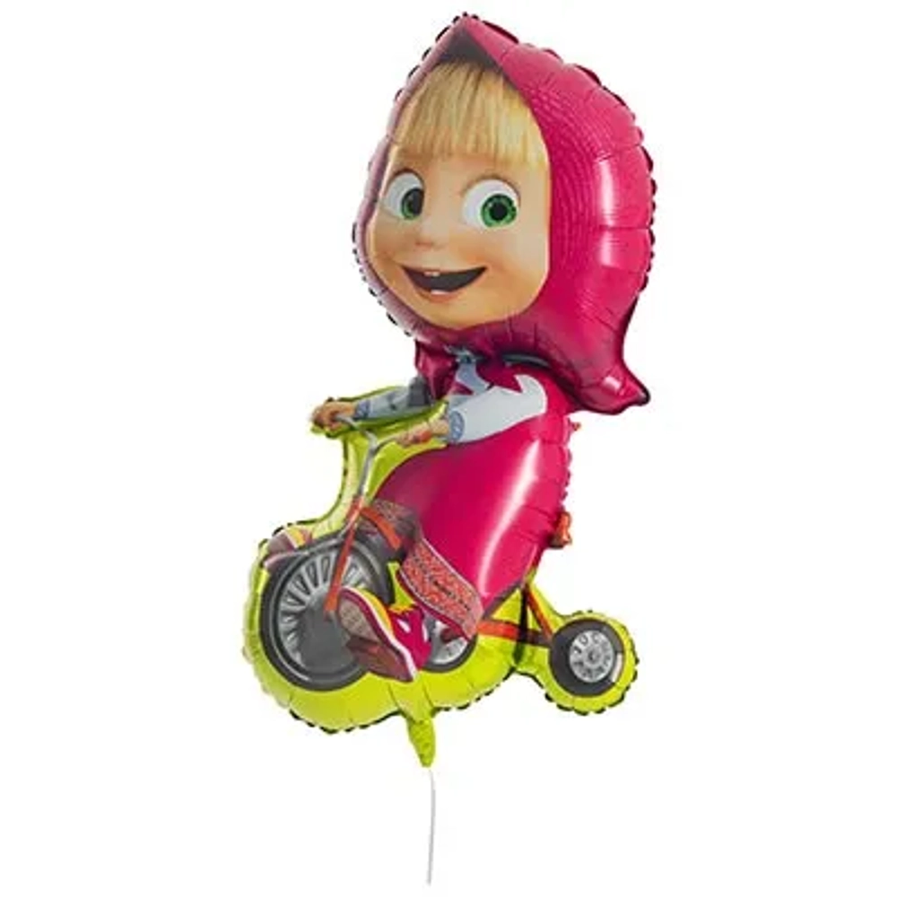 Шар фольга Фигура Маша на велосипеде 39"/99см с гелием