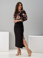 Лонгслив ЛНв-306/коричневый-цветыабстракция