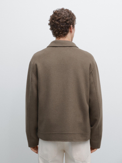 Massimo Dutti Куртка из смесовой шерсти с карманами, зеленоватый