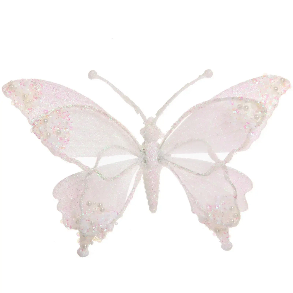 Украшение новогоднее «Бабочка - Изящный полет» 24.5*9*17 см, Белый