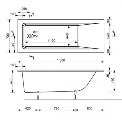Эстет Дельта 180A Ванна гидромассажная 180x70 матовая