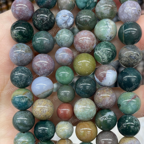 Агат индийский 10 мм, бусины - шарики (нить 38 см)