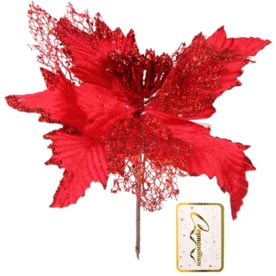 Украшение новогоднее «Пуансеттия - Сказка» 23 см, Красный