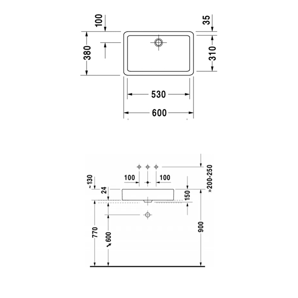 Раковина Duravit Vero 455600000 накладная 60 см, цвет белый