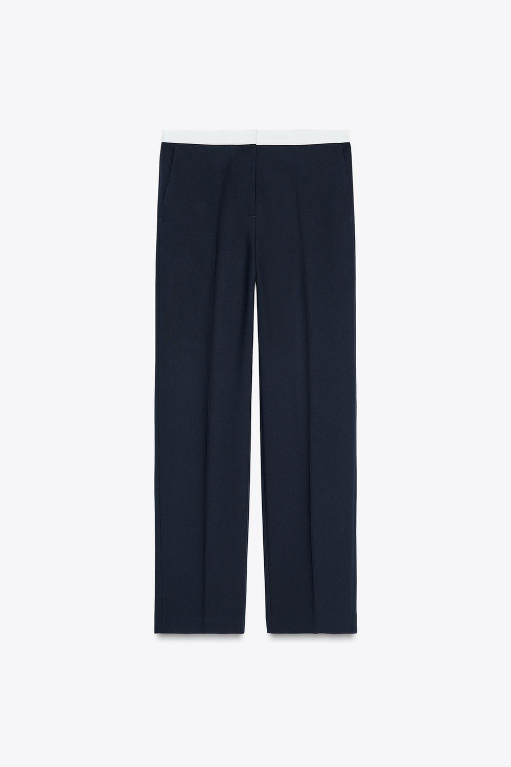 Брюки straight fit с контрастным поясом