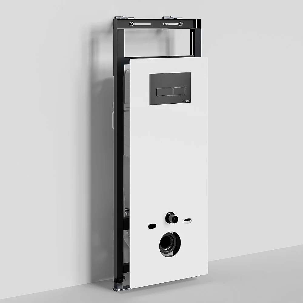 Инсталляция для унитаза WasserKraft Salm 27TLT.010.ME.WH.MB03 белая панель/кнопка черная матовая