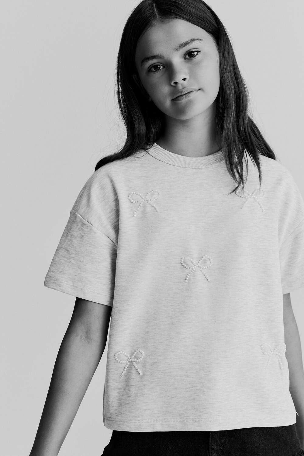 H&M Футболка свободного кроя с принтом, светло-серый меланж