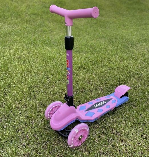 Самокат трехколесный со светящимися колесами Micar Zumba 2022 розовый