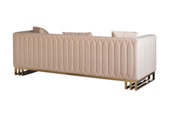 Диван трехместный 230x86x75см Garda Decor Lucerne велюр бежевый с декоративными подушками