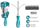 Отвертка с гибким стержнем и насадками 10 бит TOTAL