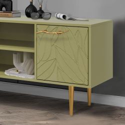 Тумба под ТВ Арт Колор leaves 155см Стайл Голд Зеленая олива