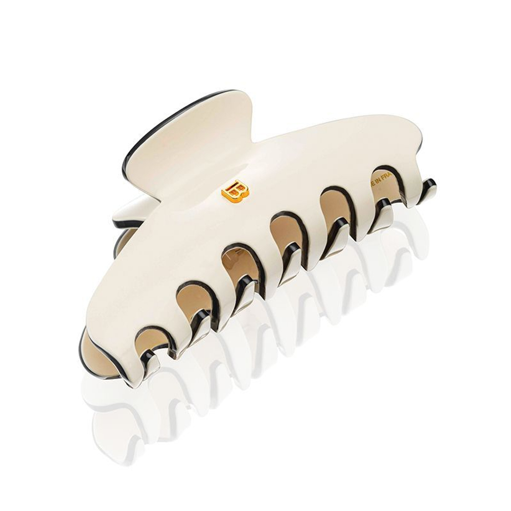Balmain Hair Couture Заколка-краб бело-черная размер L Cellulose Acetate Pince a Cheveux Large White/Black