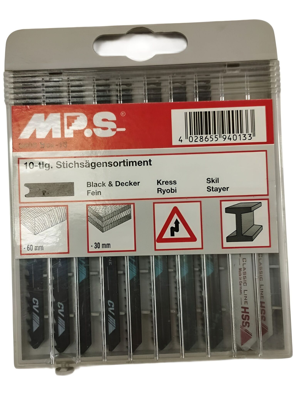Набор пилок по дереву и металлу для электролобзика MP.S 3400-13
