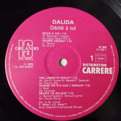 Винтажная виниловая пластинка LP Dalida Dedie A Toi, Monday Tuesday (France 1979) Helwa Ya Baladi