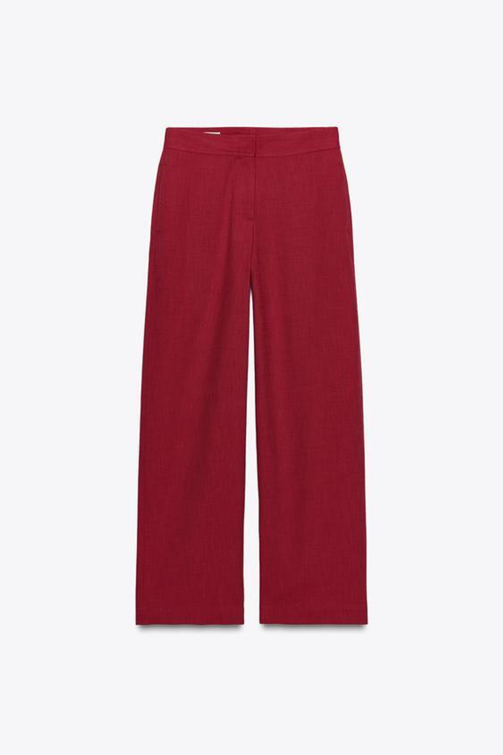 ZARA ПРЯМЫЕ БРЮКИ С ВЫСОКОЙ ПОСАДКОЙ, КРАСНЫЙ