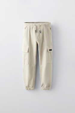 ZARA БРЮКИ КАРГО SOFT, ЭКРЮ