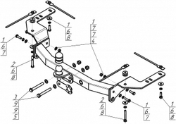 Фаркоп Motodor для Toyota Land Cruiser 200 (кроме версий Excalibur и Executive), Lexus LX (хром. Шар)(паспорт и сертификат в комплекте)(без электрики) 92503-FE
