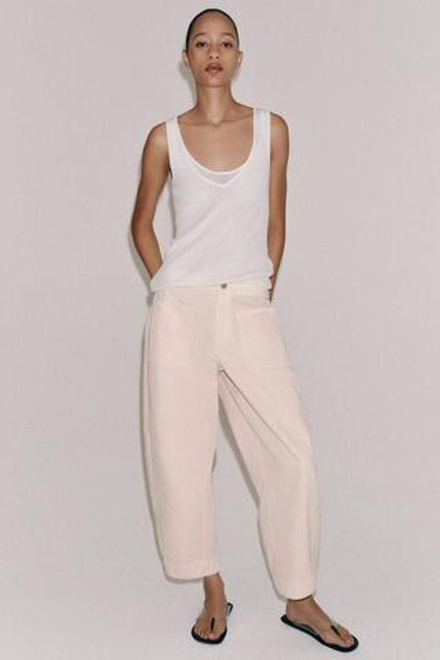 ZARA БРЮКИ BARREL — ZW COLLECTION, РОЗОВЫЙ