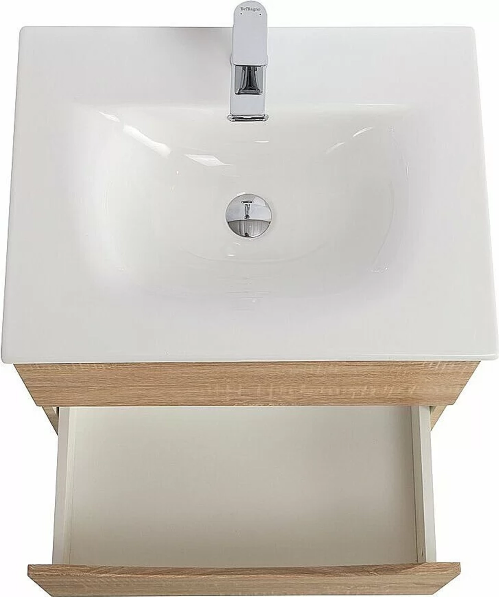 Тумба с раковиной BelBagno MARINO-CER-N-600-2C-SO-WO-P Rovere Bianco