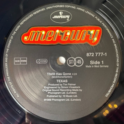 Винтажная виниловая пластинка LP Texas Thrill Has Gone (Germany 1989) Maxi Single 45 RPM