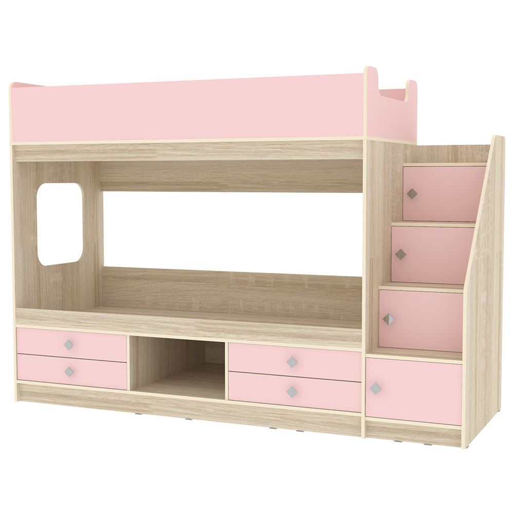 Двухъярусная кровать КарИВи Л-Д606.3 75х190 Дуб Сонома Розовый